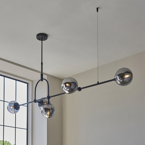 Niamh Linear Pendant Chandelier, Smokey Grey