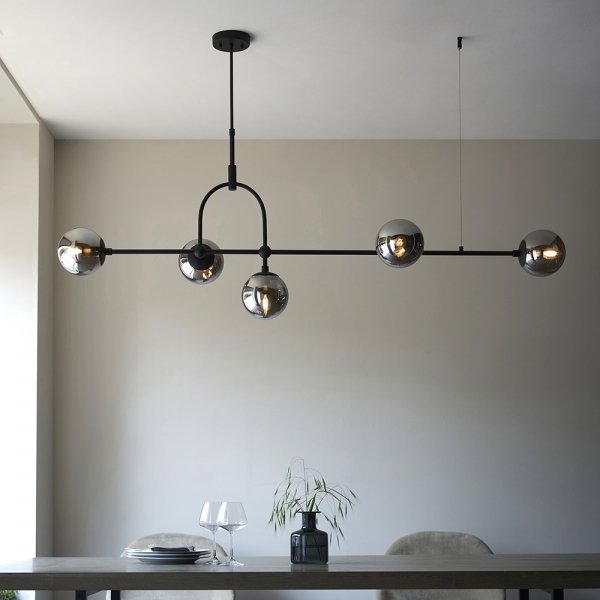 Niamh Linear Pendant Chandelier, Smokey Grey