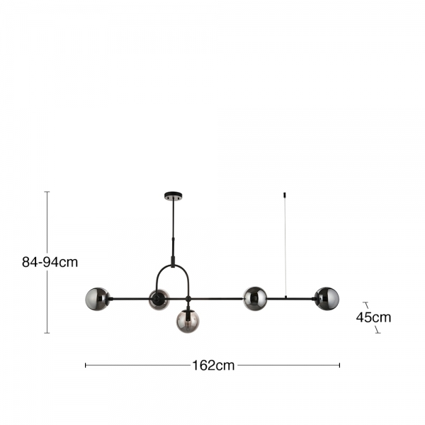 Niamh Linear Pendant Chandelier, Smokey Grey