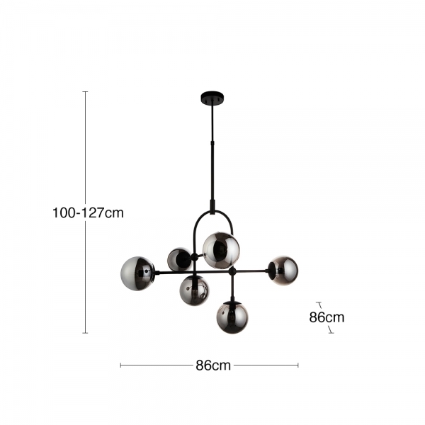 Niamh Pendant Chandelier, Smokey Grey