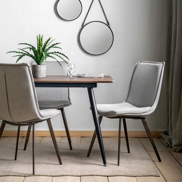 Northwood 6 Seat Dining Table, Dark Stain Oak & Black