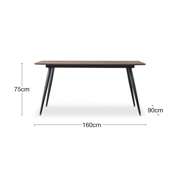 Northwood 6 Seat Dining Table, Dark Stain Oak & Black