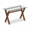 Nyra Office Desk, Glass & Walnut