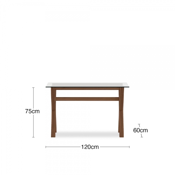 Nyra Office Desk, Glass & Walnut