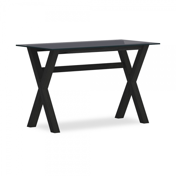 Nyra Office Desk, Smoked Glass & Black