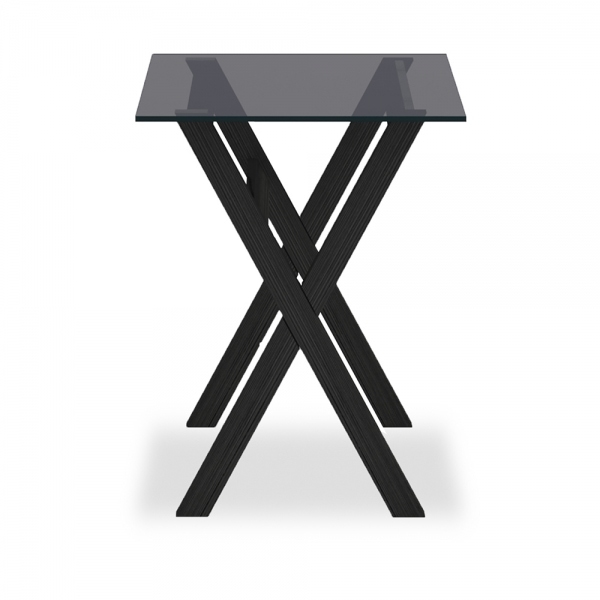 Nyra Office Desk, Smoked Glass & Black