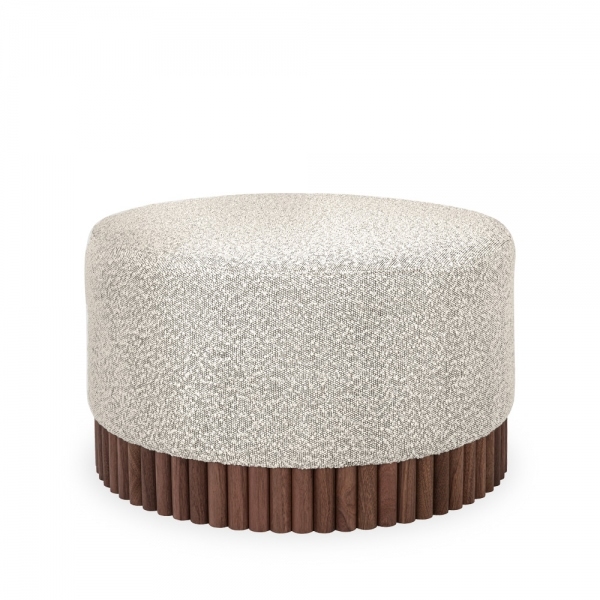Oberon Footstool, Speckled Stone Sustainable Boucle