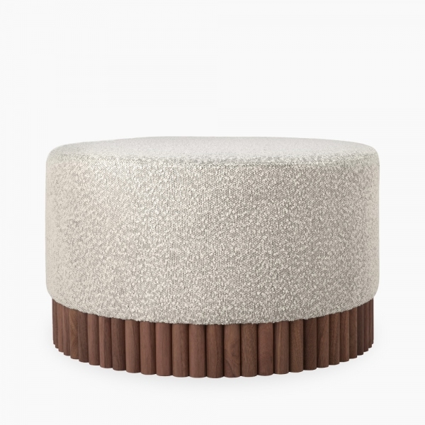 Oberon Footstool, Speckled Stone Sustainable Boucle