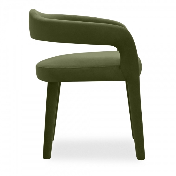 Ophelia Carver Dining Chair, Olive Green Sustainable Velvet