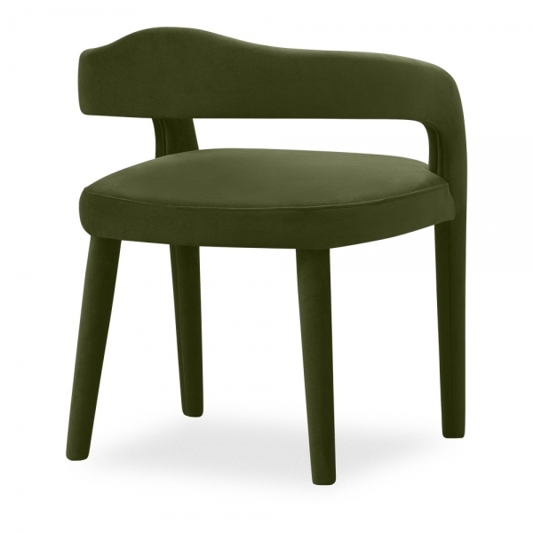 Ophelia Carver Dining Chair, Olive Green Sustainable Velvet