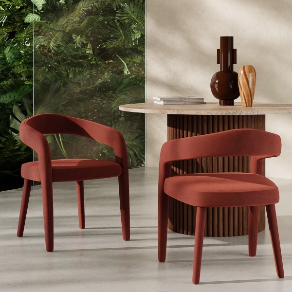 Ophelia Carver Dining Chair, Rust Sustainable Velvet