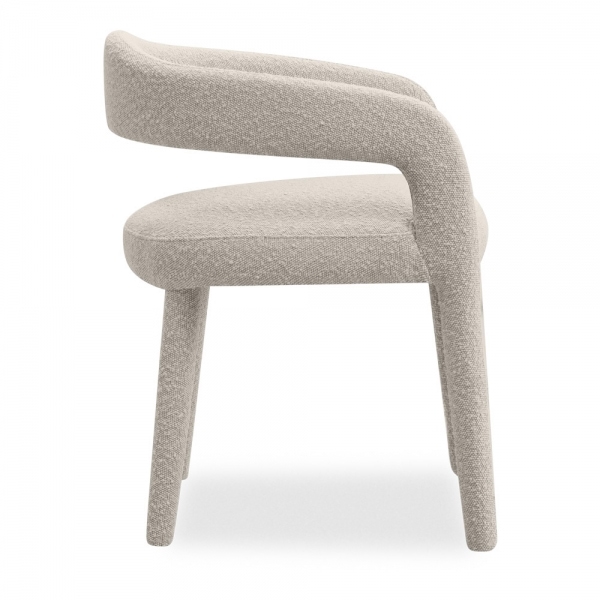 Ophelia Carver Dining Chair, Speckled Stone Sustainable Boucle