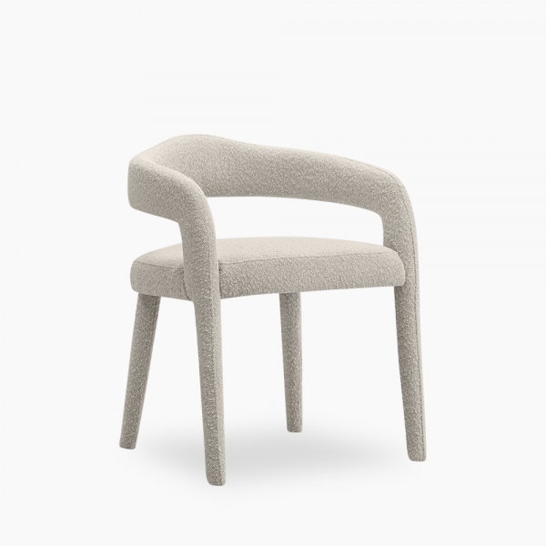 Ophelia Carver Dining Chair, Speckled Stone Sustainable Boucle