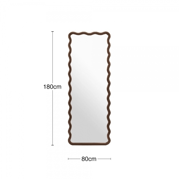 Osaka Wavy Full Length Mirror, Walnut