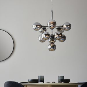 Oscar Globe Pendant Chandelier, Smokey Grey