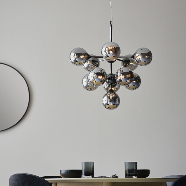 Oscar Globe Pendant Chandelier, Smokey Grey