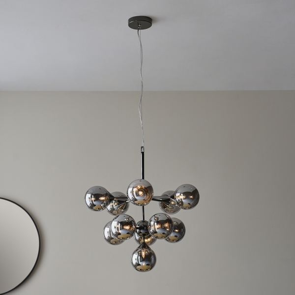 Oscar Globe Pendant Chandelier, Smokey Grey