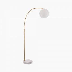 Otto Floor Lamp, Brass & White Marble