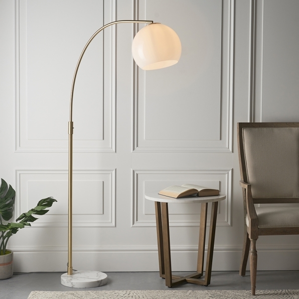 Otto Floor Lamp, Brass & White Marble