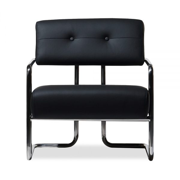 Paddington Accent Chair, Black Leather