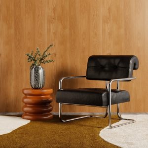 Paddington Accent Chair, Black Leather