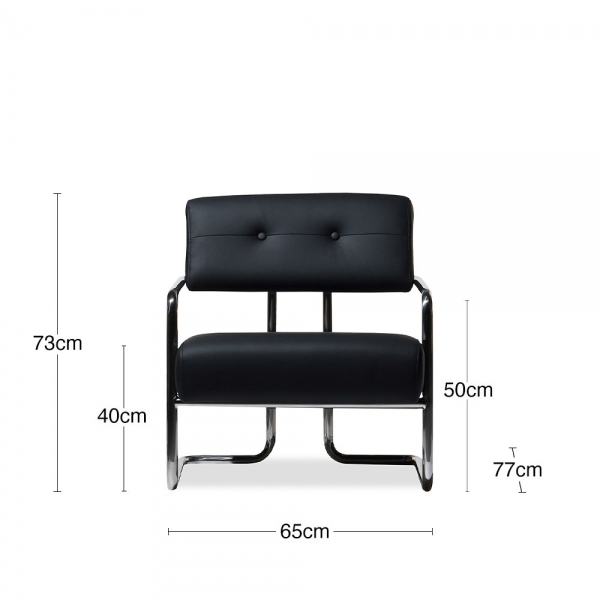 Paddington Accent Chair, Black Leather