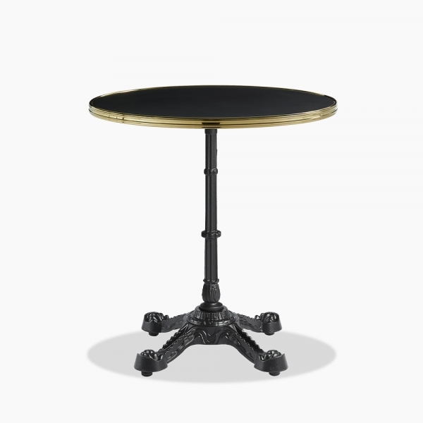 Parisian Style Flat Auto-Adjust Bar Table, Black & Brass