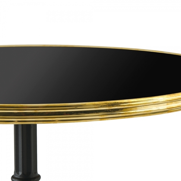 Parisian Style Flat Auto-Adjust Bar Table, Black & Brass