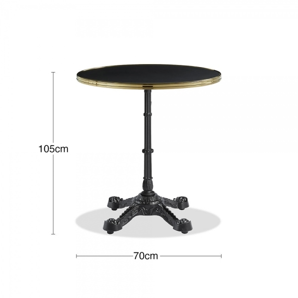 Parisian Style Flat Auto-Adjust Bar Table, Black & Brass