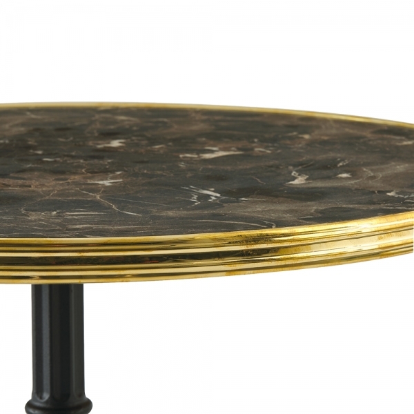 Parisian Style Flat Auto-Adjust Bar Table, Dark Marble & Brass