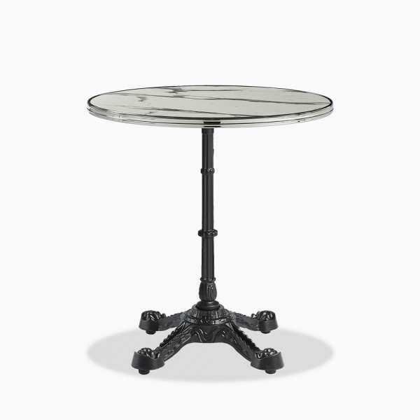 Parisian Style Flat Auto-Adjust Bar Table, White Marble & Chrome