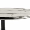 Parisian Style Flat Auto-Adjust Bar Table, White Marble & Chrome