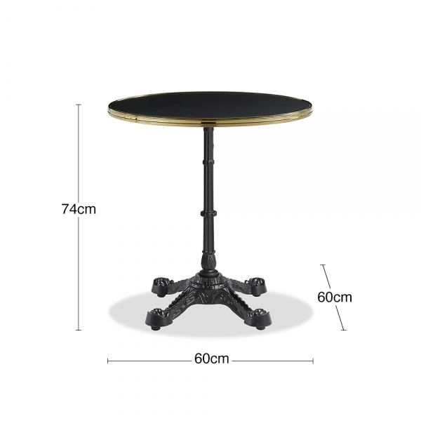 Parisian Style Flat Auto-Adjust Dining Table, Black & Brass
