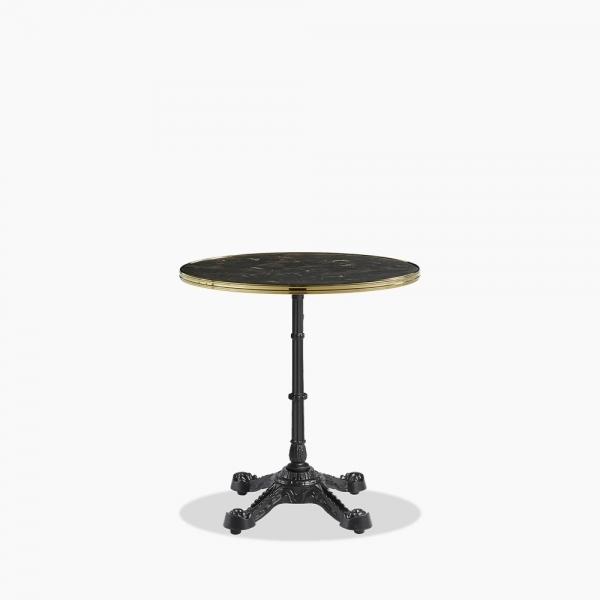 Parisian Style Flat Auto-Adjust Dining Table, Dark Marble & Brass