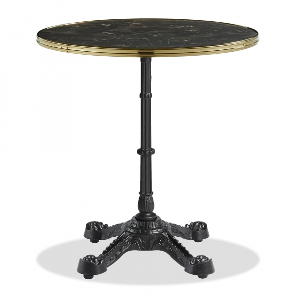 Parisian Style Flat Auto-Adjust Dining Table, Dark Marble & Brass