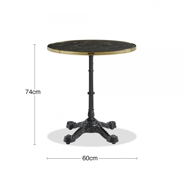 Parisian Style Flat Auto-Adjust Dining Table, Dark Marble & Brass