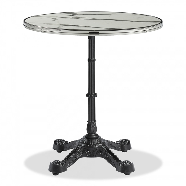 Parisian Style Flat Auto-Adjust Dining Table, White Marble & Chrome