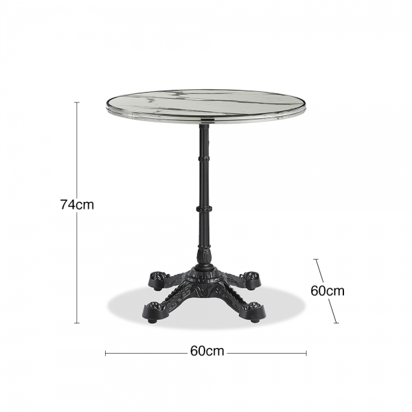 Parisian Style Flat Auto-Adjust Dining Table, White Marble & Chrome