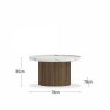 Raya Round Coffee Table, White Marble Effect & Walnut