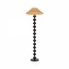 Reagan Floor Lamp, Rattan & Black