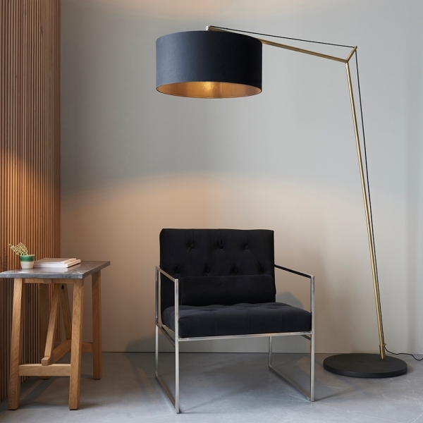 Redbridge Overreach Floor Lamp, Black & Brass