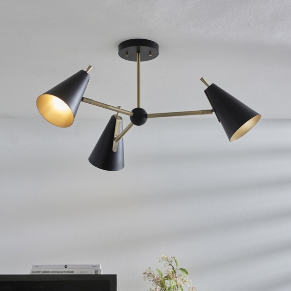 Reece Semi Flush Light, Black