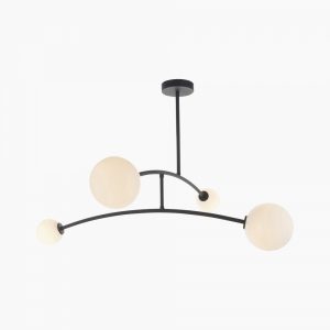 Rica Chandelier Pendant Light, Matte Black & Opal