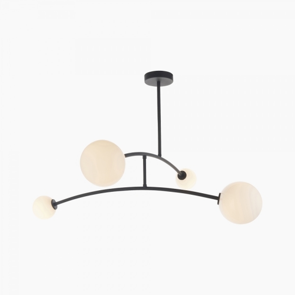 Rica Chandelier Pendant Light, Matte Black & Opal