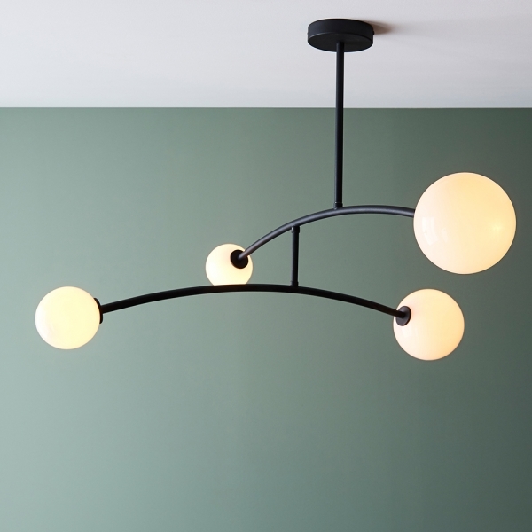 Rica Chandelier Pendant Light, Matte Black & Opal