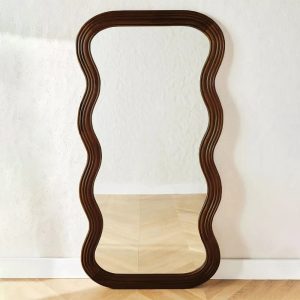 Ridley Wavy Full Length Mirror, Walnut