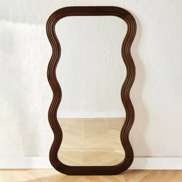 Ridley Wavy Full Length Mirror, Walnut