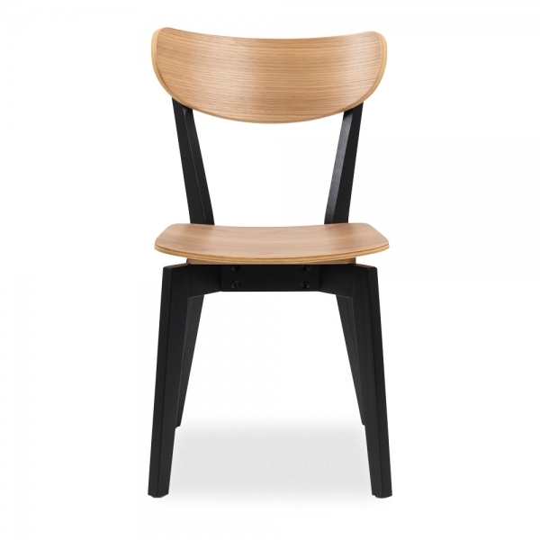 Roxby 4 Chairs Round Table Dining Set, Oak & Black