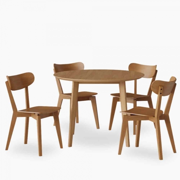 Roxby 4 Chairs Round Table Dining Set, Oak