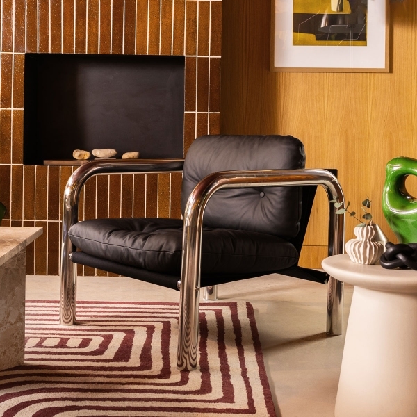 Rudolph Accent Chair, Black Leather